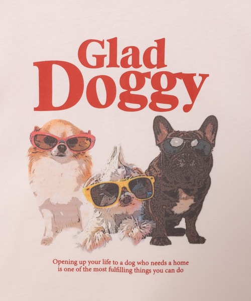 Freesia by andme(フリージアバイアンドミー)の「Glad Doggyロゴプリント半袖Tシャツ(Tシャツ/カットソー・レディース・オートミール/ライトピンク/オフホワイト・FREE)」の6枚目の写真