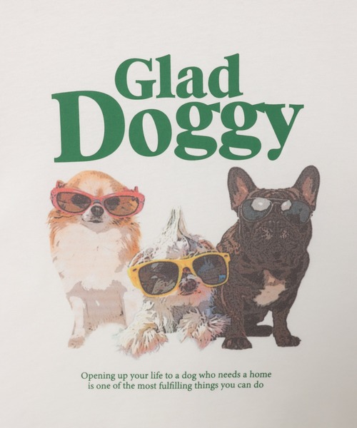 Freesia by andme(フリージアバイアンドミー)の「Glad Doggyロゴプリント半袖Tシャツ(Tシャツ/カットソー・レディース・オートミール/ライトピンク/オフホワイト・FREE)」の4枚目の写真