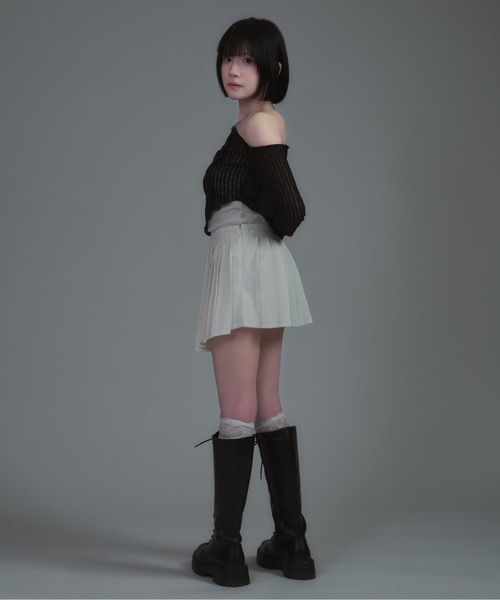 tinkerend（ティンカーエンド）の「Mellow One Shoulder Tops / ワンショルダーメロートップス メローデザイン（Tシャツ/カットソー・レディース・ホワイト/ブラック/グレー・1/2）」の11枚目の写真