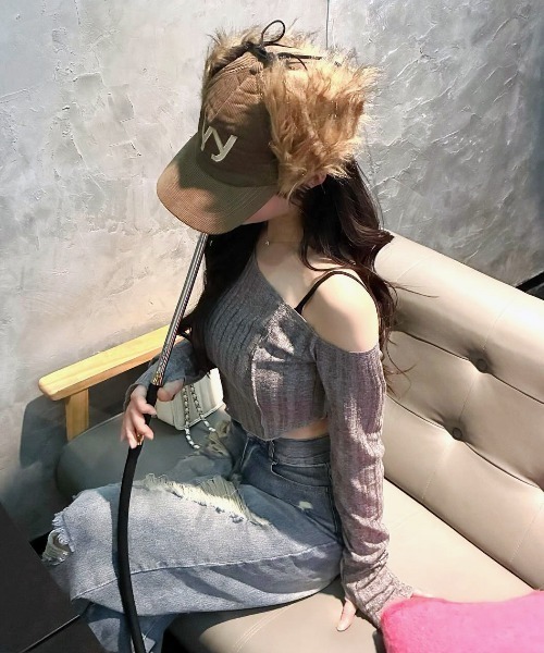 tinkerend（ティンカーエンド）の「Mellow One Shoulder Tops / ワンショルダーメロートップス メローデザイン（Tシャツ/カットソー・レディース・ホワイト/ブラック/グレー・1/2）」の17枚目の写真