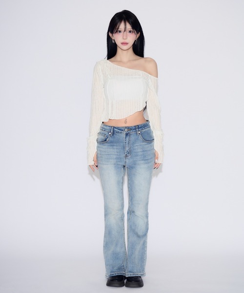 tinkerend（ティンカーエンド）の「Mellow One Shoulder Tops / ワンショルダーメロートップス メローデザイン（Tシャツ/カットソー・レディース・ホワイト/ブラック/グレー・1/2）」の22枚目の写真
