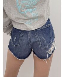 GYDA | ハイウエストBACK RIPPEDデニムショートパンツ(デニムパンツ)