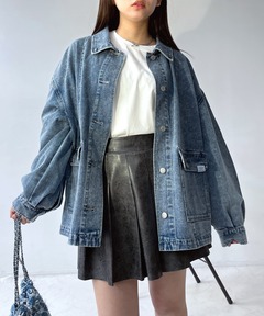 Lui's デニムジャケット new arrival ▶︎レザーカラーデニムボンバージャケット price