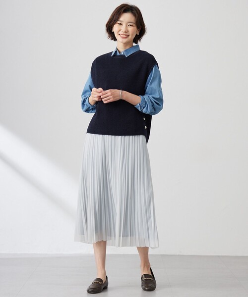 J.PRESS(ジェイプレス)の「【洗える】Linen Cotton Vest ニット ベスト(ベスト・レディース・ライトグレー系/ベージュ系/ブルー系/ネイビー系・T13)」の14枚目の写真