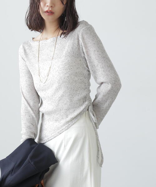 メランジドロストシャーリングカットソー ◇メランジドロストシャーリングカットソー（Tシャツ/カットソー