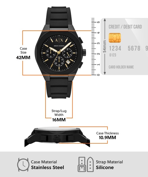 ARMANI EXCHANGE（アルマーニエクスチェンジ）の「アルマーニ・エクスチェンジ 腕時計 メンズ アナログ シリコン AX7165SET（アナログ腕時計・メンズ・ブラック・FREE）」の3枚目の写真