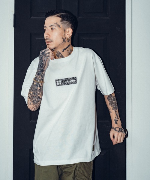 Subciety(サブサエティ)の「Paisley box tee(Tシャツ/カットソー・メンズ・ブラック/アッシュ/ホワイト×グリーン/ホワイト・X-LARGE/LARGE/MEDIUM/SMALL/XX-LARGE)」の15枚目の写真