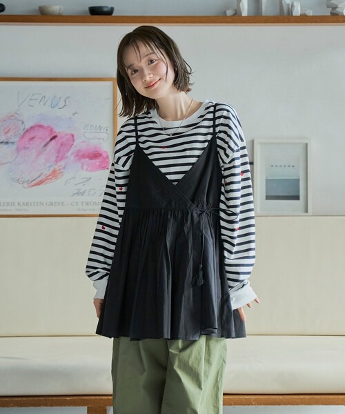 coen（コーエン）の「MARKET（マーケット）2wayカシュクール キャミトップス（シャツ/ブラウス・レディース・ブラック/ネイビー/クリーム・FREE）」の4枚目の写真