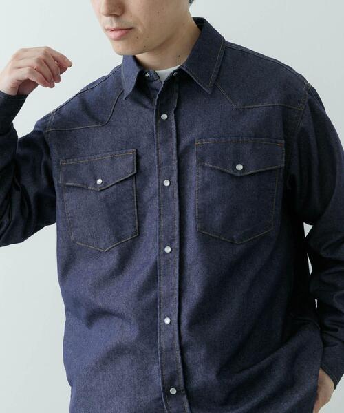 ITEMS URBANRESEARCH(アイテムズ アーバンリサーチ)の「6.5oz Denim WesternShirts(シャツ/ブラウス・メンズ・ブラック/ブルー・MEDIUM/LARGE)」の5枚目の写真