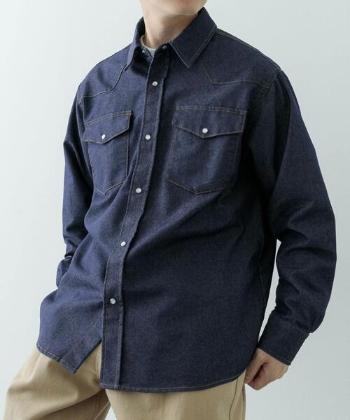 ITEMS URBANRESEARCH(アイテムズ アーバンリサーチ)の「6.5oz Denim WesternShirts(シャツ/ブラウス・メンズ・ブラック/ブルー・MEDIUM/LARGE)」の6枚目の写真
