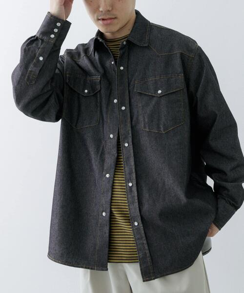 ITEMS URBANRESEARCH(アイテムズ アーバンリサーチ)の「6.5oz Denim WesternShirts(シャツ/ブラウス・メンズ・ブラック/ブルー・MEDIUM/LARGE)」の18枚目の写真