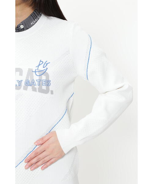 パーリーゲイツ カシミヤ クルーネックニット プルオーバー 5 L ホワイト パーリーゲイツ カシミヤ クルーネックニット プルオーバー 5 L