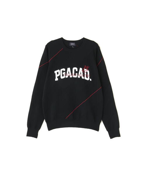 PEARLY GATES - パーリーゲイツレディース クルーネックニットプルオーバー ロゴボーダー柄サイズ2 ストライプ クルーネックニットプルオーバー | PEARLY GATES