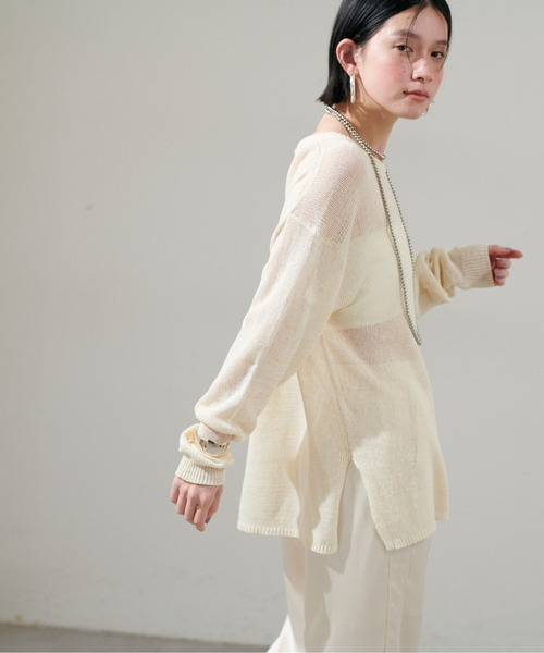 LARUTA（ラルータ）の「【LARUTA】綿麻シアーニット（ニット/セーター・レディース・ライトベージュ/オフホワイト/ブラック/イエロー・FREE）」の16枚目の写真