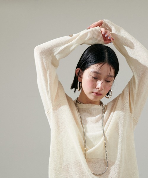 LARUTA（ラルータ）の「【LARUTA】綿麻シアーニット（ニット/セーター・レディース・ライトベージュ/オフホワイト/ブラック/イエロー・FREE）」の18枚目の写真