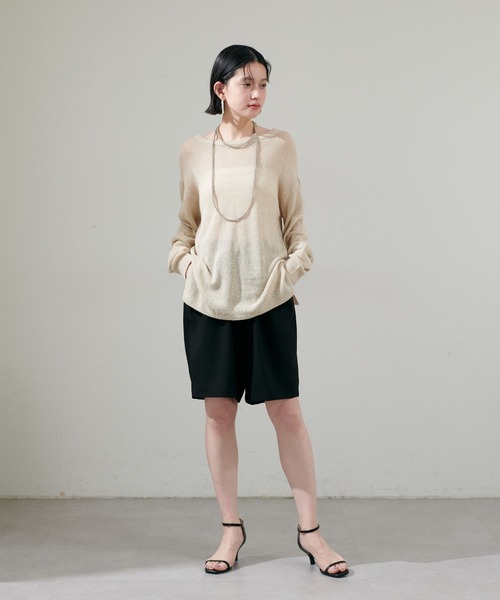 LARUTA（ラルータ）の「【LARUTA】綿麻シアーニット（ニット/セーター・レディース・ライトベージュ/オフホワイト/ブラック/イエロー・FREE）」の19枚目の写真