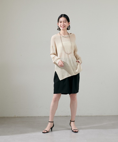 LARUTA（ラルータ）の「【LARUTA】綿麻シアーニット（ニット/セーター・レディース・ライトベージュ/オフホワイト/ブラック/イエロー・FREE）」の20枚目の写真