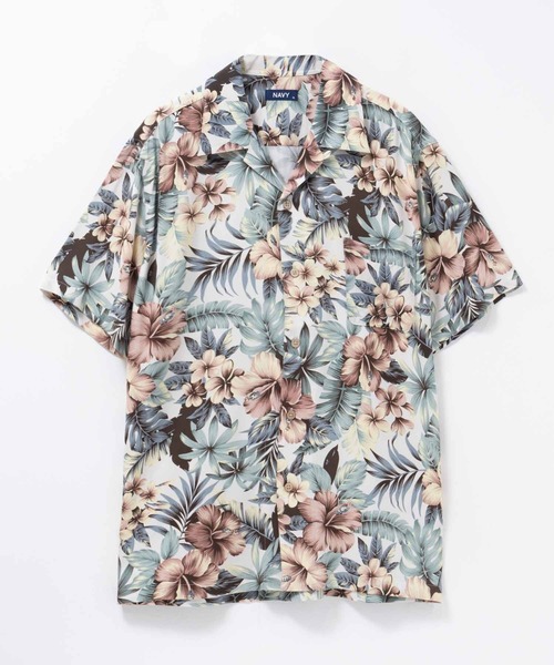 NAVY（ネイビー）の「NAVY SARARI レーヨンアロハ プリントシャツ（シャツ/ブラウス・メンズ・グリーン系2/ブラック系/ホワイト系/グレー系/グリーン系1・S/M/L/XL）」の14枚目の写真