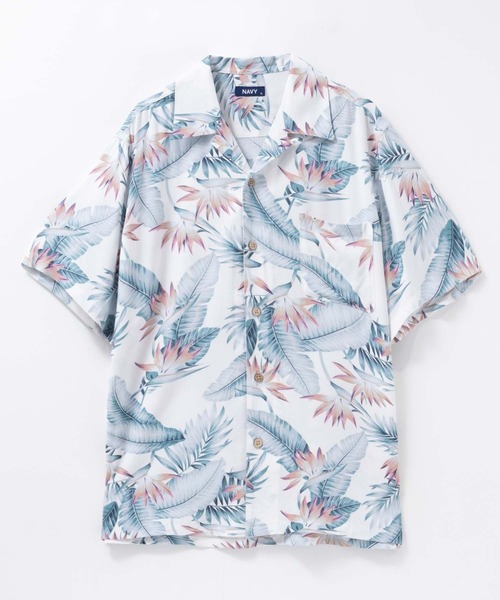 NAVY（ネイビー）の「NAVY SARARI レーヨンアロハ プリントシャツ（シャツ/ブラウス・メンズ・グリーン系2/ブラック系/ホワイト系/グレー系/グリーン系1・S/M/L/XL）」の6枚目の写真