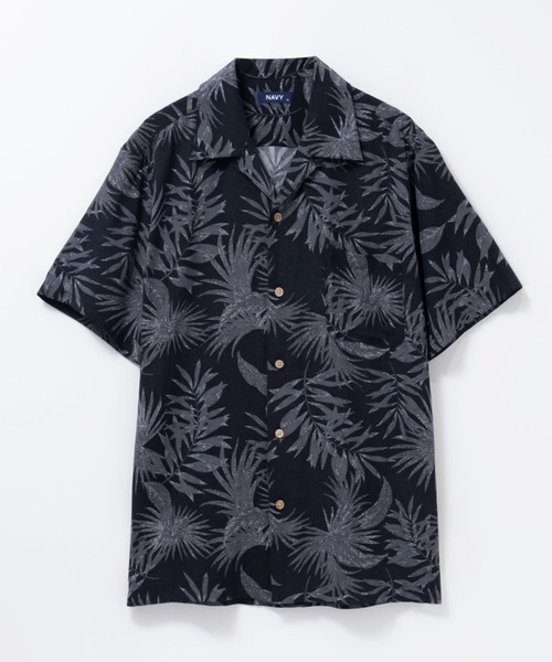 NAVY（ネイビー）の「NAVY SARARI レーヨンアロハ プリントシャツ（シャツ/ブラウス・メンズ・グリーン系2/ブラック系/ホワイト系/グレー系/グリーン系1・S/M/L/XL）」の8枚目の写真