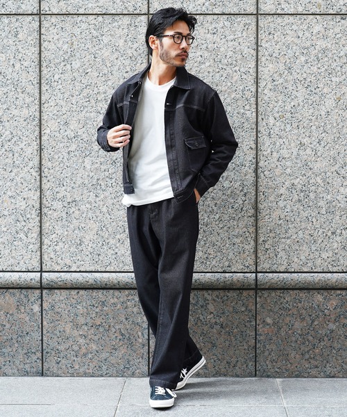 セール】襟付きジップアップ ライトオンスデニムジャケット ブルゾン