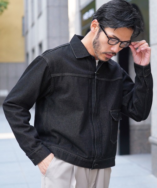 jiggys shop（ジギーズショップ）の「襟付きジップアップ ライトオンスデニムジャケット ブルゾン（デニムジャケット・メンズ・ブラック/ブルー系その他2/ブルー系その他・X-LARGE/SMALL/MEDIUM/LARGE）」の5枚目の写真