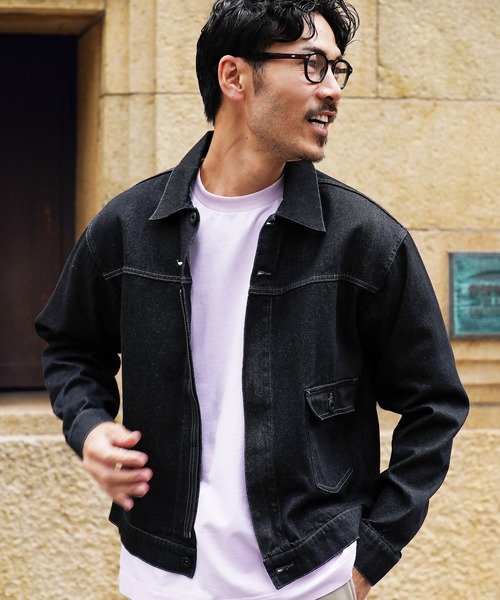 襟付きジップアップ ライトオンスデニムジャケット ブルゾン（デニム