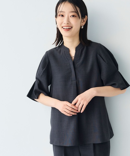 シワになりにくい》サマナチュラ リネンライクスキッパーブラウス【CF