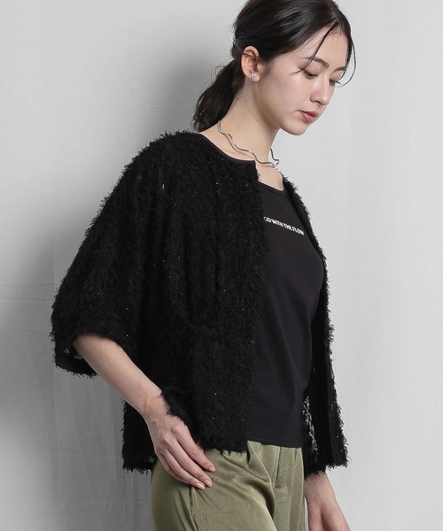 RAW FUDGE(ローファッジ)の「ウエストタックドルマンシャギーブラウス(シャツ/ブラウス・レディース・ブラック/ベージュ/オフホワイト・M)」の1枚目の写真