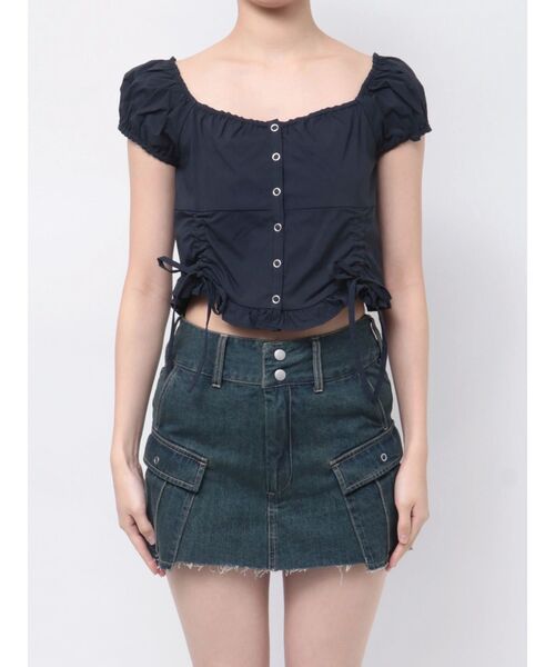 EMODA（エモダ）の「ショートスリーブリボントップ（Tシャツ/カットソー・レディース・ホワイト/レッド/グリーン/ネイビー・FREE）」の12枚目の写真