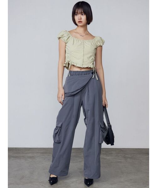 EMODA（エモダ）の「ショートスリーブリボントップ（Tシャツ/カットソー・レディース・ホワイト/レッド/グリーン/ネイビー・FREE）」の8枚目の写真