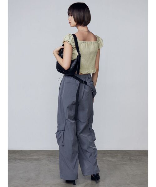 EMODA（エモダ）の「ショートスリーブリボントップ（Tシャツ/カットソー・レディース・ホワイト/レッド/グリーン/ネイビー・FREE）」の9枚目の写真