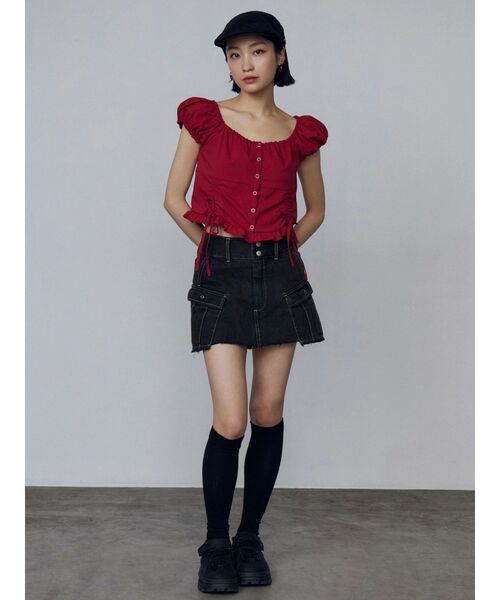 EMODA（エモダ）の「ショートスリーブリボントップ（Tシャツ/カットソー・レディース・ホワイト/レッド/グリーン/ネイビー・FREE）」の13枚目の写真