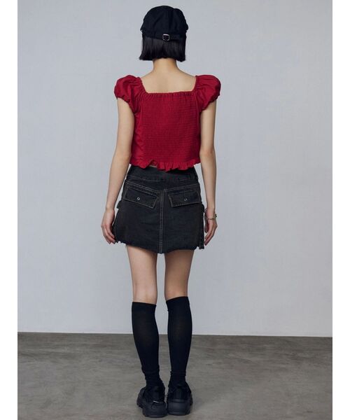 EMODA（エモダ）の「ショートスリーブリボントップ（Tシャツ/カットソー・レディース・ホワイト/レッド/グリーン/ネイビー・FREE）」の14枚目の写真