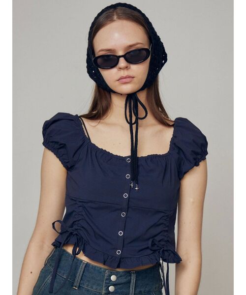 EMODA（エモダ）の「ショートスリーブリボントップ（Tシャツ/カットソー・レディース・ホワイト/レッド/グリーン/ネイビー・FREE）」の16枚目の写真