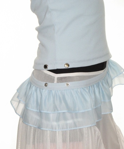 CRANK（クランク）の「CRANK／フリルボタンスリーブレス（その他トップス・レディース・ブルー/ブラック/ホワイト・FREE）」の5枚目の写真