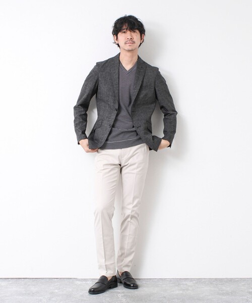 NOLLEY’S(ノーリーズ)の「《ビジカジ対応》セミシルケットスムース ボーダー Vネック ドレスTシャツ 25SS(Tシャツ/カットソー・メンズ・ブラック/ホワイト系その他/ブラック系その他・S/M/L/XL)」の14枚目の写真