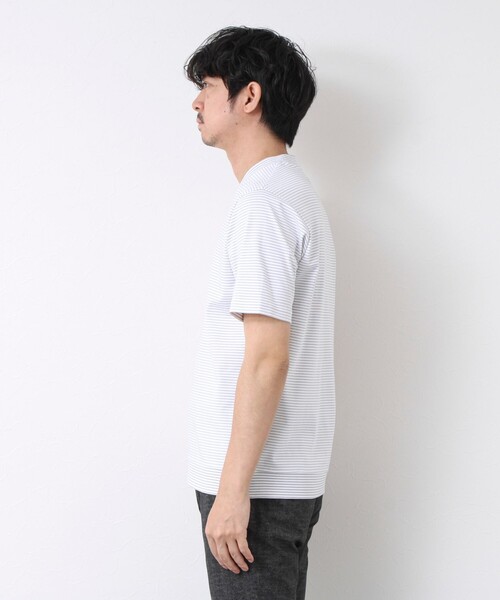 NOLLEY’S(ノーリーズ)の「《ビジカジ対応》セミシルケットスムース ボーダー Vネック ドレスTシャツ 25SS(Tシャツ/カットソー・メンズ・ブラック/ホワイト系その他/ブラック系その他・S/M/L/XL)」の5枚目の写真