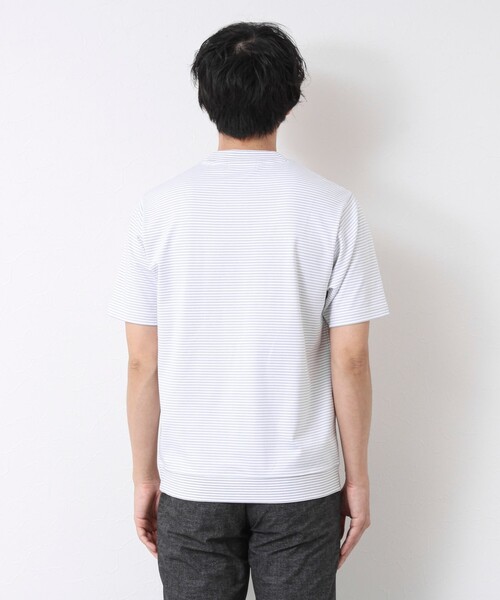 NOLLEY’S(ノーリーズ)の「《ビジカジ対応》セミシルケットスムース ボーダー Vネック ドレスTシャツ 25SS(Tシャツ/カットソー・メンズ・ブラック/ホワイト系その他/ブラック系その他・S/M/L/XL)」の6枚目の写真