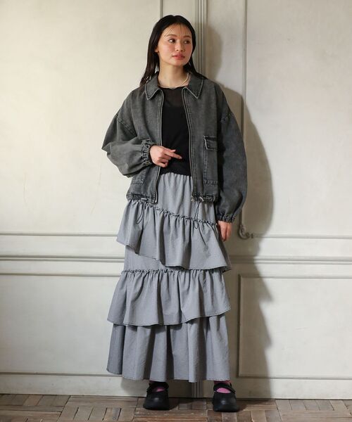 ELENCARE DUE（エレンカーレデュエ）の「・ELENCARE DUE デニムステンカラーブルゾン（ブルゾン・レディース・ブラック/インディゴブルー/ライトインディゴブルー・FREE）」の12枚目の写真