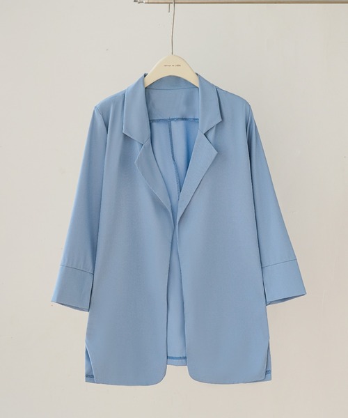 maison de LATIR(メゾンドラティール)の「《4色展開》 UV対策 にも◎ 夏服 の軽羽織にぴったり。 オフィスカジュアル にも使いやすい、シャツ感覚で着られる 薄手 テーラードジャケット(テーラードジャケット・レディース・ホワイト/ブラック/グレー/ブルー・ONE SIZE/M/XL)」の17枚目の写真