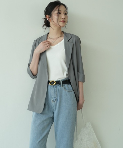 【タグ付新品】38真夏の真っ白ジャケット♡デビュードフィオレ♡羽織仕事着 セール】《4色展開》夏の冷房・UV対策に◎シャツ感覚で羽織れる