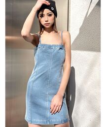 GYDA | GD SIDE 2ラインカットデニムベアワンピース【SETUP着用可】(ワンピース)