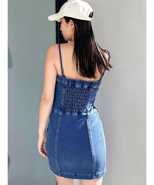 GYDA（ジェイダ）の「GD SIDE 2ラインカットデニムベアワンピース【SETUP着用可】（ワンピース・レディース・ライトブルー/ブルー・FREE）」の4枚目の写真