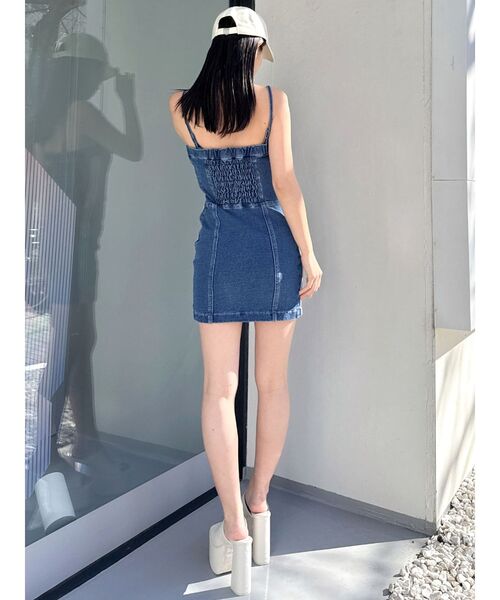 GYDA（ジェイダ）の「GD SIDE 2ラインカットデニムベアワンピース【SETUP着用可】（ワンピース・レディース・ライトブルー/ブルー・FREE）」の5枚目の写真