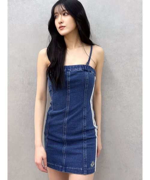 GYDA（ジェイダ）の「GD SIDE 2ラインカットデニムベアワンピース【SETUP着用可】（ワンピース・レディース・ライトブルー/ブルー・FREE）」の7枚目の写真