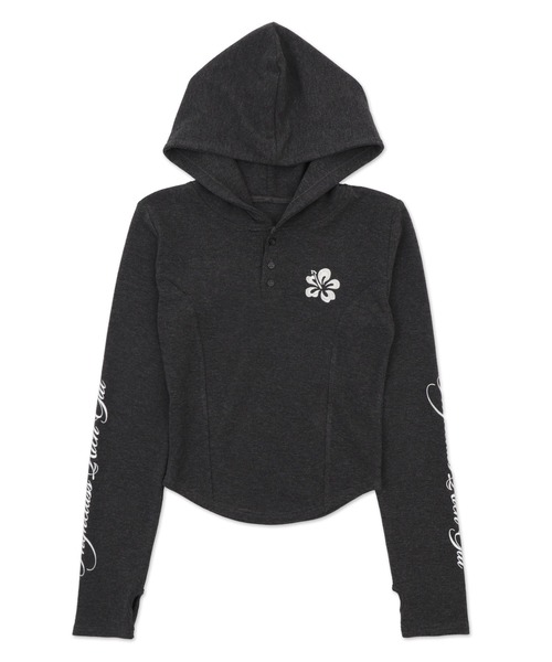 dispark(ディスパーク)の「DISPARK/ハイビスカス刺繍パーカー(Tシャツ/カットソー・レディース・チャコール/アイボリー・FREE)」の16枚目の写真