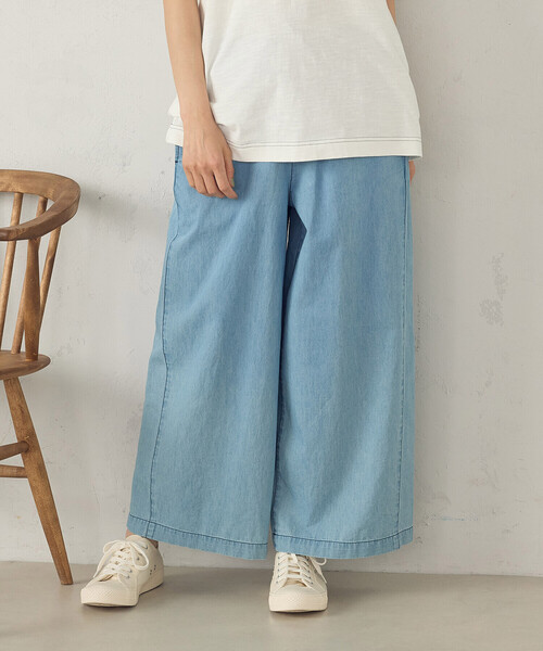 ONIGIRI(オニギリ)の「【セットアップ対応】デニムイージーパンツ(その他パンツ・レディース・サックスブルー/ネイビー・MEDIUM/LARGE)」の1枚目の写真