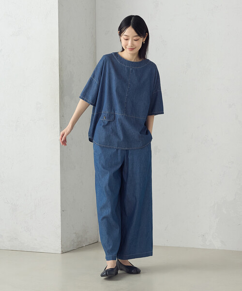 ONIGIRI(オニギリ)の「【セットアップ対応】デニムイージーパンツ(その他パンツ・レディース・サックスブルー/ネイビー・MEDIUM/LARGE)」の3枚目の写真