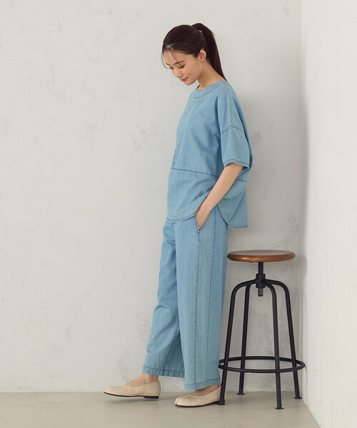 ONIGIRI(オニギリ)の「【セットアップ対応】デニムイージーパンツ(その他パンツ・レディース・サックスブルー/ネイビー・MEDIUM/LARGE)」の8枚目の写真